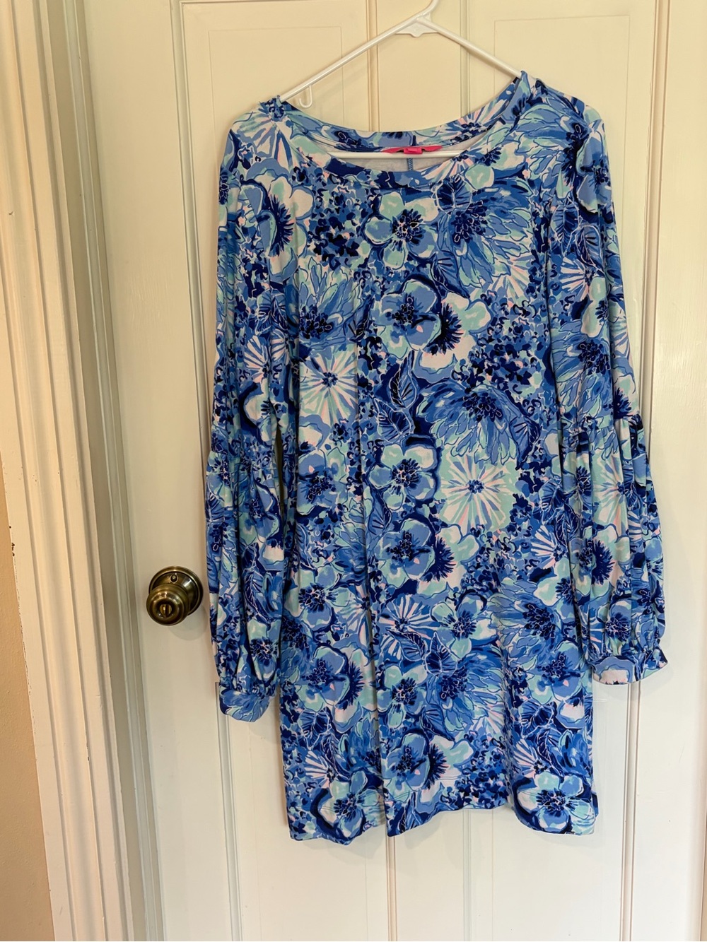 Lilly Pulitzer Blue Floral Long Sleeve Tunic Dress
